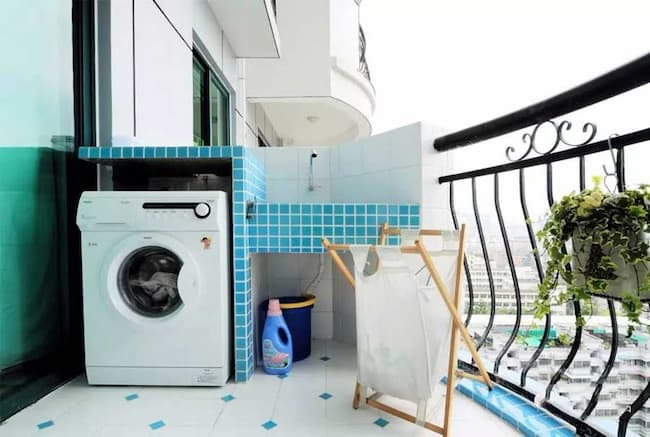 how to keep washing machine in balcony